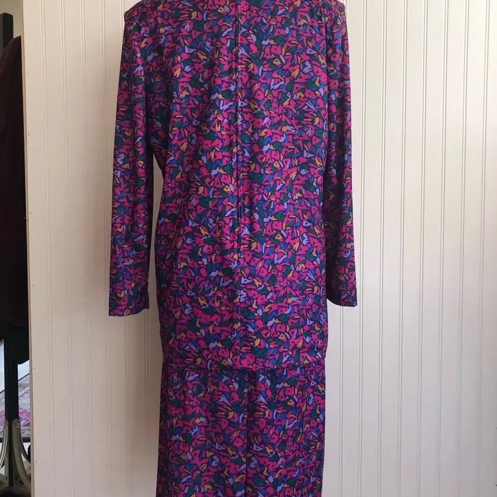 Vintage 80s Matching Set Tunic and Skirt Colorful Gloria Vanderbilt Suit Large